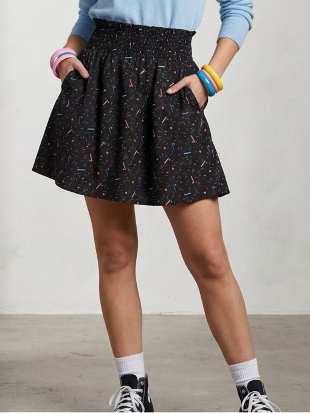 Heritage 1981 Retro 80s Geometric Confetti Print Mini Skirt Small